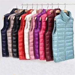 Women's Down Parkas Autumn Winter Women Ultra Light Down Vest White Duck Down Coat Parka Ladies Sleeveless Waistcoat Plus Size 4XL 220913