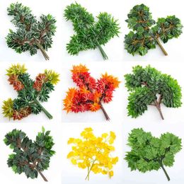 Faux Floral Greenery 12Pcs Artificial Leaf Decoration Fake Leaves Plastic Tree Branches Simulation Banyan Leaves For Home Wedding Decor Leaves J220906