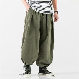 Men's Pants Design Drawstring Harem Baggy Jogging Japanese Men Crotch Wide Leg Male Casual Loose Trousers 220914