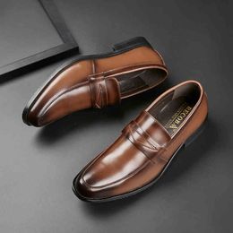 Dress Shoes New Leather One-step Slip on Foot Loafer Business Men's Classic Breathable 220914