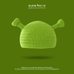 Parent-child children's creative funny green cute monster Shrek cartoon warm cold hat female winter