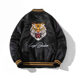 Men's Jackets Spring and Autumn bomber Jacket Men tiger Embroidered Baseball Jacket High Quality Coat Women Couples casual Loose streetwear T220914