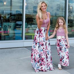 Family Matching Outfits Mother Daughter Dresses Outfits Sleeveless Long Dress Mom And Daughter Dress Girls Mother And Me Dress Matching Family Clothes 220914