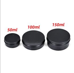 Empty Case Tin Aluminum Boxes Circular Black Container Cosmetic Jars Helical Thread Cover Organizers Can Metal Makeup Candy Snacks