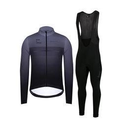 Men's Tracksuits SPEXCEL Men's Black Grey Winter Thermal Fleece Cycling Jersey Long Sleeve And bib pants Bicycle set Accept mix size 220914