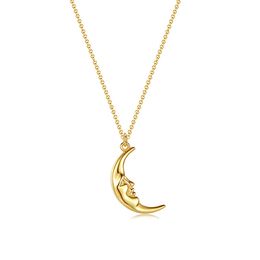Trendy Pendant S925 Sterling Silver Gold Plated Modern Moon Angel Pendant Elegant Necklace for Women High Jewellery Birthday Gift
