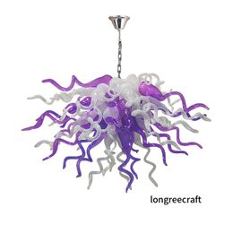 Hand Blown Glass Chandelier Light Contemporary Pendant Lamps Italy Design Purple White Colour LED Bulbs Dale Chihuly Art Light Fixtures Lustre Chandeliers LR1483