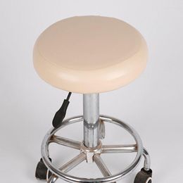 Chair Covers Home Dining Cover Round Bar Stool PU Leather Elastic Seat For Dentist Hair Beauty Salon Slipcover