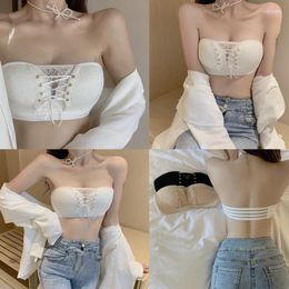 Bustiers & Corsets Lace Tube Top Women Sexy Summer Elastic Strapless Bra Bandeau Crop Tank Seamless Padded Underwear 2022