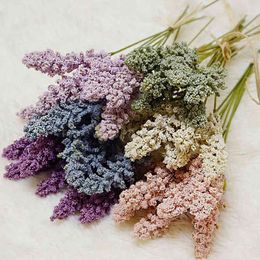 Faux Floral Greenery 6 pcspack Artificial Vanilla Mini Foam Berry Spike Artificial Flower Bouquet for Home Plant Wall Decoration Cereals Plant Hope J220906