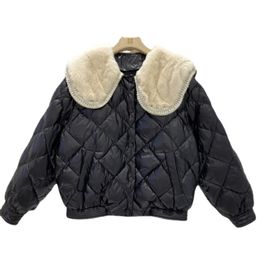 Womens Down Parkas Rabbit Fur Collar Thickened Down Jacket Western Style Fashion Thin White Duck Down Coat Women Solid Colour Warm Clothes F930 220914