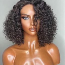 Water Wave Human Hair Wigs Deep BOB Wig For Women Pre-plucked 13x1 T Part Lace With Baby Cheveux Courts Perruque