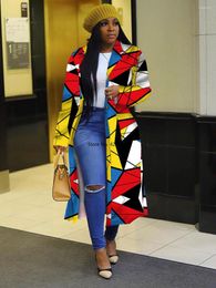 Ethnic Clothing 2022 Spring And Autumn African Women Printing Long Sleeve Polyester Shirt Dress Dresses For Coat
