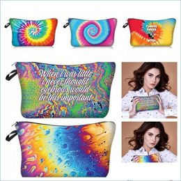 Storage Bags Cosmetic Storage Bag Travel Colorf Tie-Dye Floral Print Makeup Organiser Portable Mtipurpose Bags For Women Drop Deliver Dh65Y