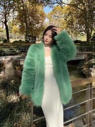 Women's Fur Good Quality 2022 Winter Office Lady Mink Wool Coat Female Long Sleeve Imitation Faux Jacket Fashion Woman Cardigans