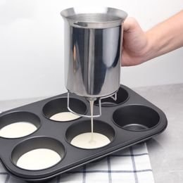 Dispensador de masa para panqueques Dispensador de embudo de acero inoxidable con asa y rejilla para bolas Takoyaki waffles muffins panqueques cupcakes crepes 