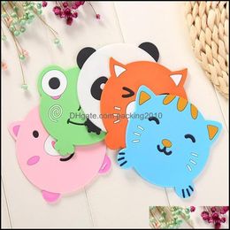 Mats Pads Cartoon Animal Shaped Drinking Mug Pads Water Cup Mats Bar Dining Table Placemat Coaster Kitchen Accessories Drop Delivery Dhll3