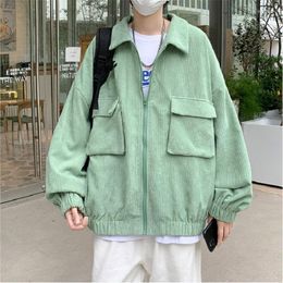 Men's Jackets Corduroy Tooling Jacket Men's Spring And Autumn Loose Big Pocket Trend Solid Color Casual Clothes Wind Breaker Men