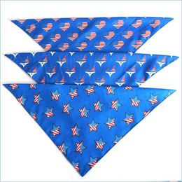 Dog Apparel Dog Bandanas American Flag Scarfs Independence Day Double Layer Bibs Pet Costume Accessories For Medium Large Dogs Drop D Dhven