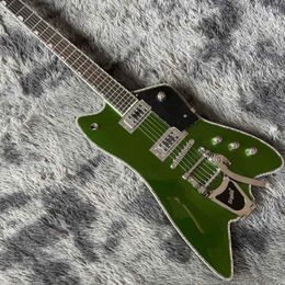 Custom BillyBo Electric Guitar Bigs Tremolo Bridge with Silver Hardware and Abalone Binding in Green Colour