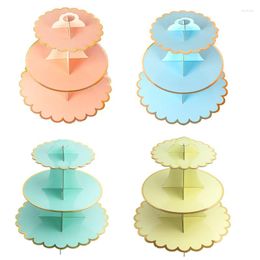 -Supplies festives 1set Diy 3 niveaux Paper pliable Cupcake Rack Candy Holder Kids Birthday Party Cake Stand Decoration Mariage Decoration