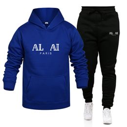 New Designer Men Women Tracksuit Hoodies Fashion Brand Thick Pullover and Long Pants 2-piece Sets Men Autumn Fleece Jogger Sports Suit