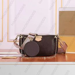 Дизайнерская сумка на плечах мульти похетки accessoires Lady Messenger Bag M44813 Съемная круглая застегнутая монетная кошелек Тройная роскошная сумочка Canvas Clutch Crossbody