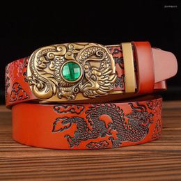 Belts 2022 Style Automatic Buckle Men's Belt Real Cowhide Personalized Carved Casual Retro Design