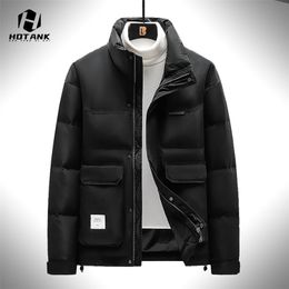 Mens Down Parkas Winter Mens Down Jacket Fashion Thick Warm Stand Collar Windpoof Parka Men Solid Casual Down Jackets Coats M5XL 220914