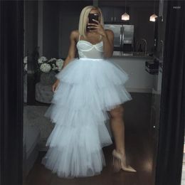 Skirts FUFUCAILLM Meshi Tutu Gauze Skirt Women Summer Solid Color Elastic Waist Irregular Tiered Floor-length Club Party Clothes