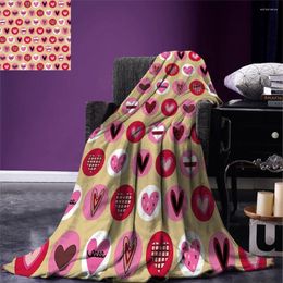 Blankets Kids Throw Blanket Cute Cartoon Style Heart Shapes With Dots And Spirals Doodle Hand Drawn Illustration Warm For Bed