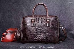 Briefcases Men Business Bag Black Brown Big Discount Sales Promotion Genuine Crocodile Leather Skin Briefcase Laptop