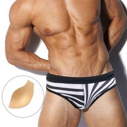 Men's Swimwear Fashion Stripes Swimsuit Men Swimwear Briefs Sexy Push Up Pad Swimwear Man Swimsuit Jessborn Surf Shorts J220913