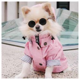 Dog Apparel Small Clothes For Large Dogs British Retro Padded Windproof Rainproof Raincoat Pet Jacket Coats Products