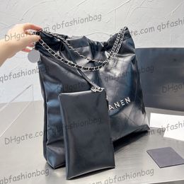 Womens Black Medium Quilted Shopping Bags With Pouch Coin Charm Silver Metal Hardware Matelasse Chain Shoulder Handbags Large Capacity Designer Purse 40x43cm