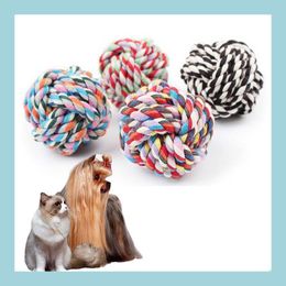 Dog Toys Chews Dog Toys Puppy Chew Teething Cotton Rope Knot Teeth Cleaning Pet Playing Ball Outdoor Training Interactive Toy Drop D Dh0Pl