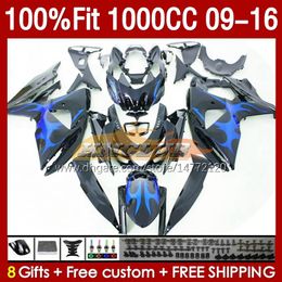 Injection mold Fairings For SUZUKI GSXR 1000 CC GSXR-1000 K9 151No.194 GSXR1000 2009 2010 2011 2012 2013 2014 2015 2016 1000CC 09 10 11 12 13 14 15 16 Fairing blue flames