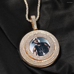 Chains Uwin Po Pendant Necklace Full Iced Out Spinning Cubic Zirconia Custom Memory Chain Engraved Name Hiphop Jewellery