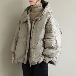 Womens Down Parkas Winter down Jacket Womens Short European Goods Loose Thick Fashion Bread Coat White Duck down Coat 220914