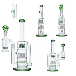 Sprinkler Inline Perc Hookahs Mushroom Cross Percolator Bongs With Ash Catcher 5MM Thick Pyrex Glass Water Pipes 18mm Joint Bowl Dry Herbal Oil Dab Rigs Green White