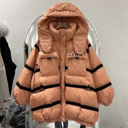 Womens Down Parkas Loose Oversized Warm Long Parka Puff White Duck Down Outwear Female Coats Winter Overcoat Thicker Down Jackets Women Clothes 220914