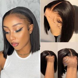 Brazilian Human Hair Wig Sale 13x4x1 T Part Lace Short Bob Wigs Bone Straight Closure For Black Women