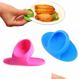 Oven Mitts Microwave Oven Mitts Sile Holder For Kitchen Convenient Insated Glove Finger Non-Slip Clips Protect Wise Cook Tools Drop D Dhbye