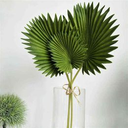 Faux Floral Greenery 3Pcs Artificial Palm Plant Pu High Quality Home Wedding Decoration Accessories Living Room Wall Background Fake Plant Arrangement J220906