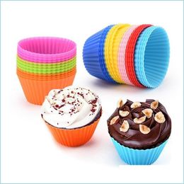 Cupcake 7Cm Sile Cupcake Mods Muffin Cases Non-Stick Heat Resistant Baking Molds Food Grade Candy Color Drop Delivery 2021 Home Garde Dh6P0