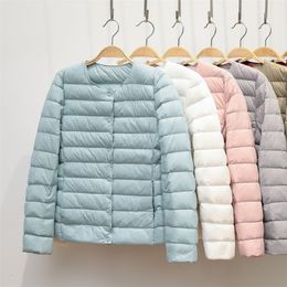 Piumino da donna Piumino invernale da donna Piumino ultraleggero senza colletto Piumino d'anatra portatile Parka imbottito femminile Cappotto imbottito con collo 220914