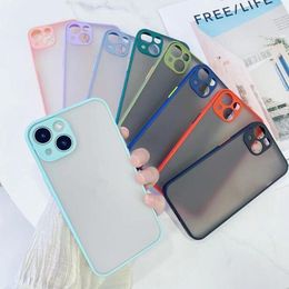 Matte phone Cases Hybrid PC TPU Frosted Camera Protection Shockproof Armour Cover for iphone 14 13 12 mini 11 pro max x xs xr 7 8 plus