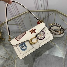 evening bag Brand newest Japanese-style badge design single shoulder bag letters genuine leather handbags luxury Axillary package cartoon cu