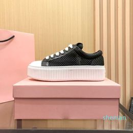 2022 branded Women Casual shoes White Black platform sole thick bottom thin strap round toe breathable mesh sneakers EUR 34-40