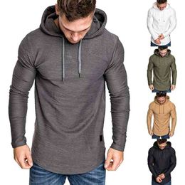 men s casual long sleeve tops UK - Men's Clothing Hoodies Sweatshirts 2021 Fashion Men Autumn Winter Casual Tops Lightweight Long Sleeve Solid Color Pullover Hooded Sweatshirt Plus s